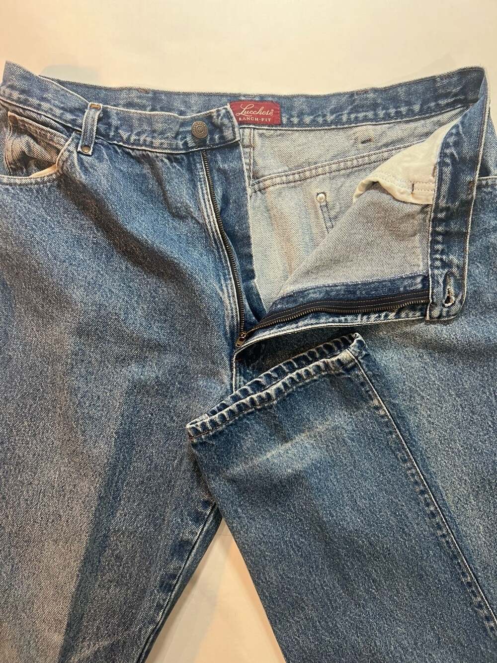 Vintage Lucchese Ranch Fit Made in USA Denim Jeans 38x36